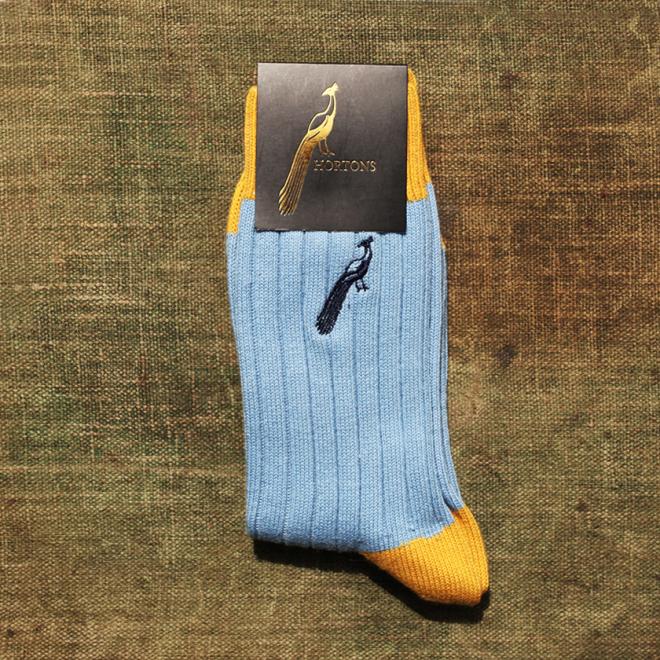 Hortons Socks in Canary Yellow and Pale Blue