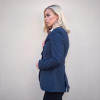 Women's Tweed Jacket-Blue Herringbone