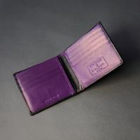 Black Leather Bicycle Wallet with subtle Purple Stitch (I)