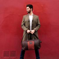 Terracotta Tweed and Brown Leather Holdall