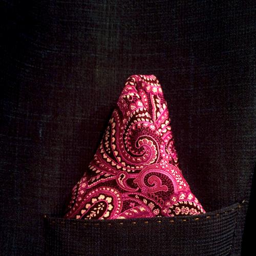 Vivid Pink Silk Polkadot Pocket Hankie