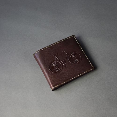 Brown Leather Wallet with Bicycle (M)