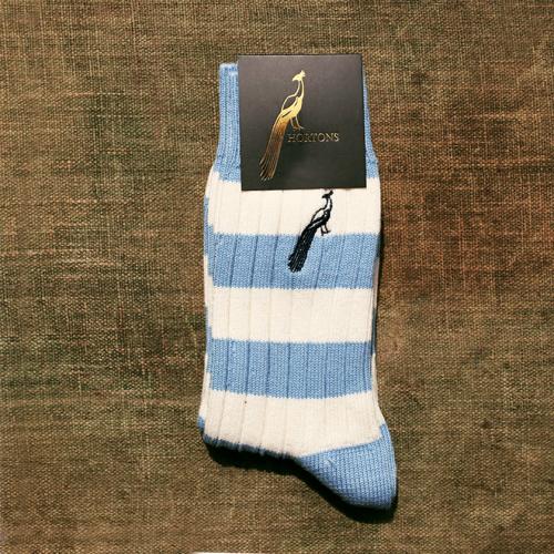 Hortons Pale Blue and White Striped Socks