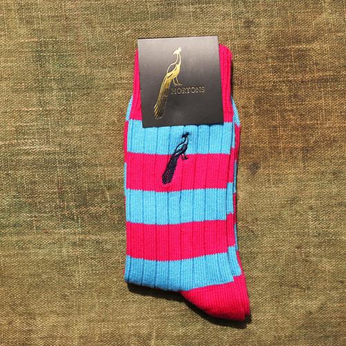 Hortons Striped Candy Pink and Electric Blue Socks